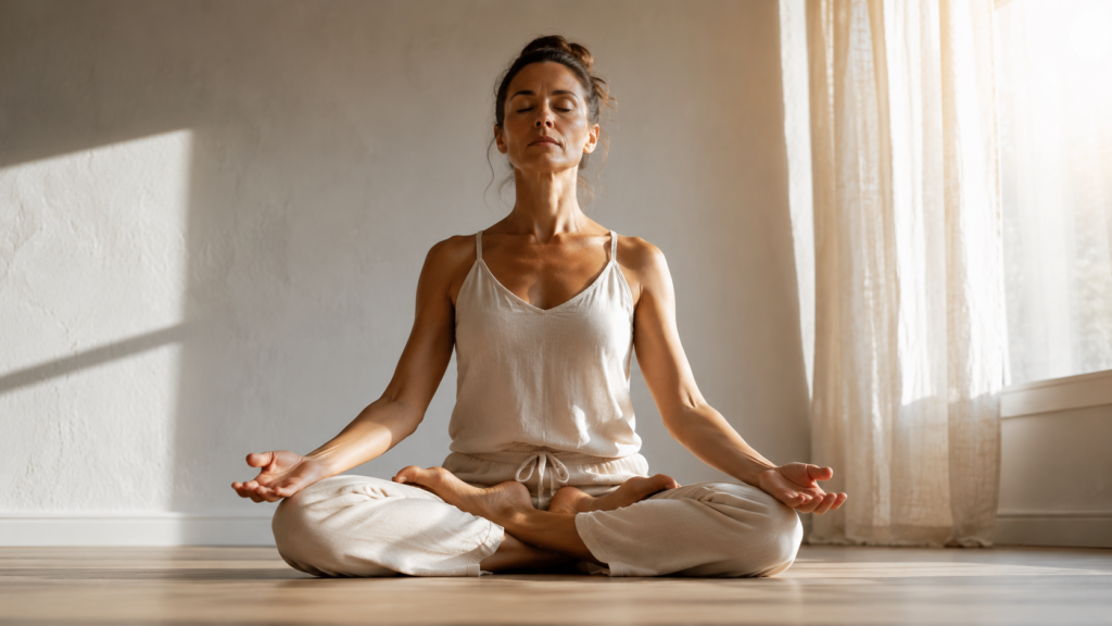 Padmasana au lever du jour : posture du lotus favorisant l'ancrage, la concentration et l'alignement du corps