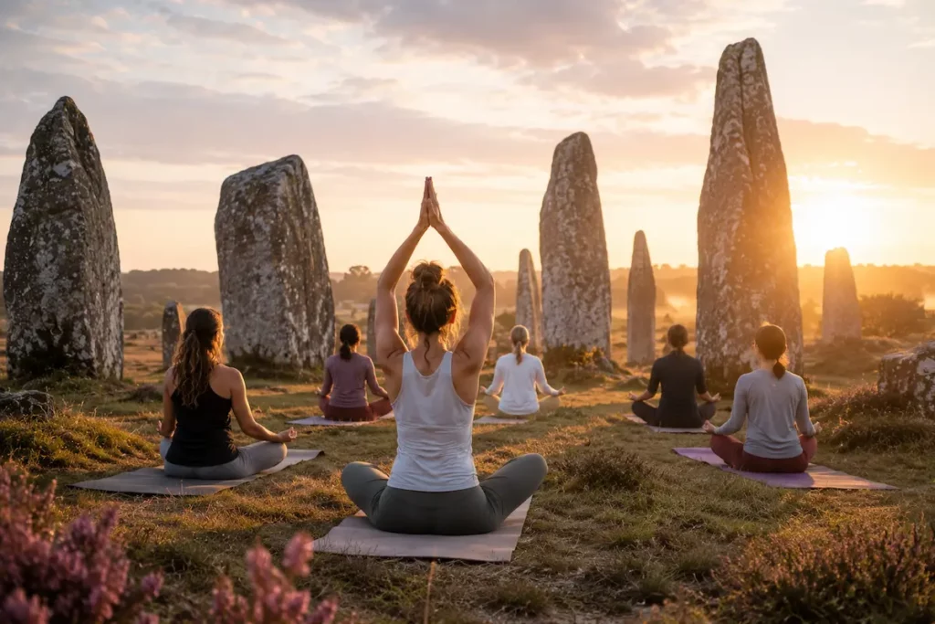 pratique du Yoga à Carnac lors d'une retraite