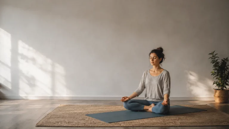 Femme pratiquant la méditation de pleine conscience, illustrant les risques et effets indésirables possibles de cette pratique.